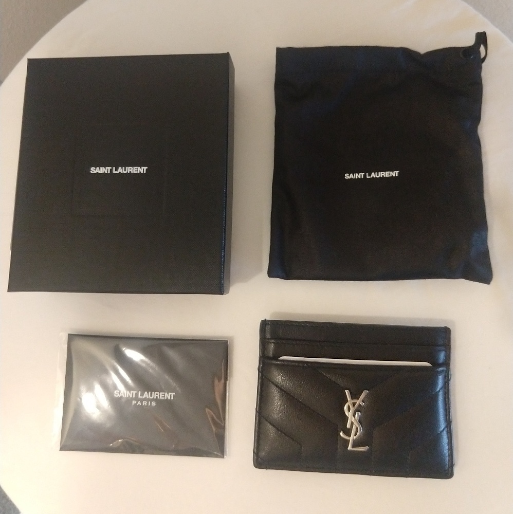 YSL Black Quilted Leather Cardholder (Full Set)